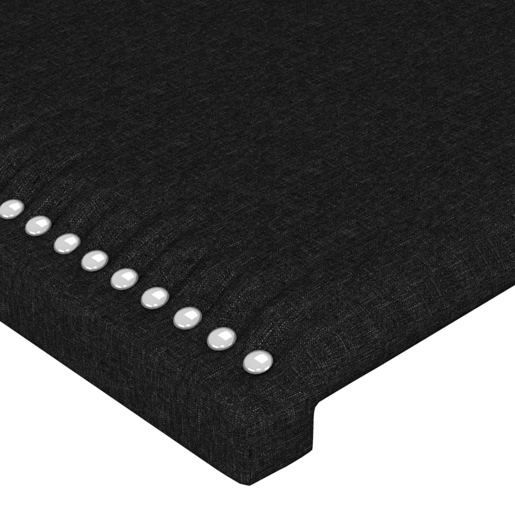 sengegavl med kanter 147x23x118/128 cm stof sort