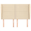 sengegavl med kanter 147x23x118/128 cm stof cremefarvet
