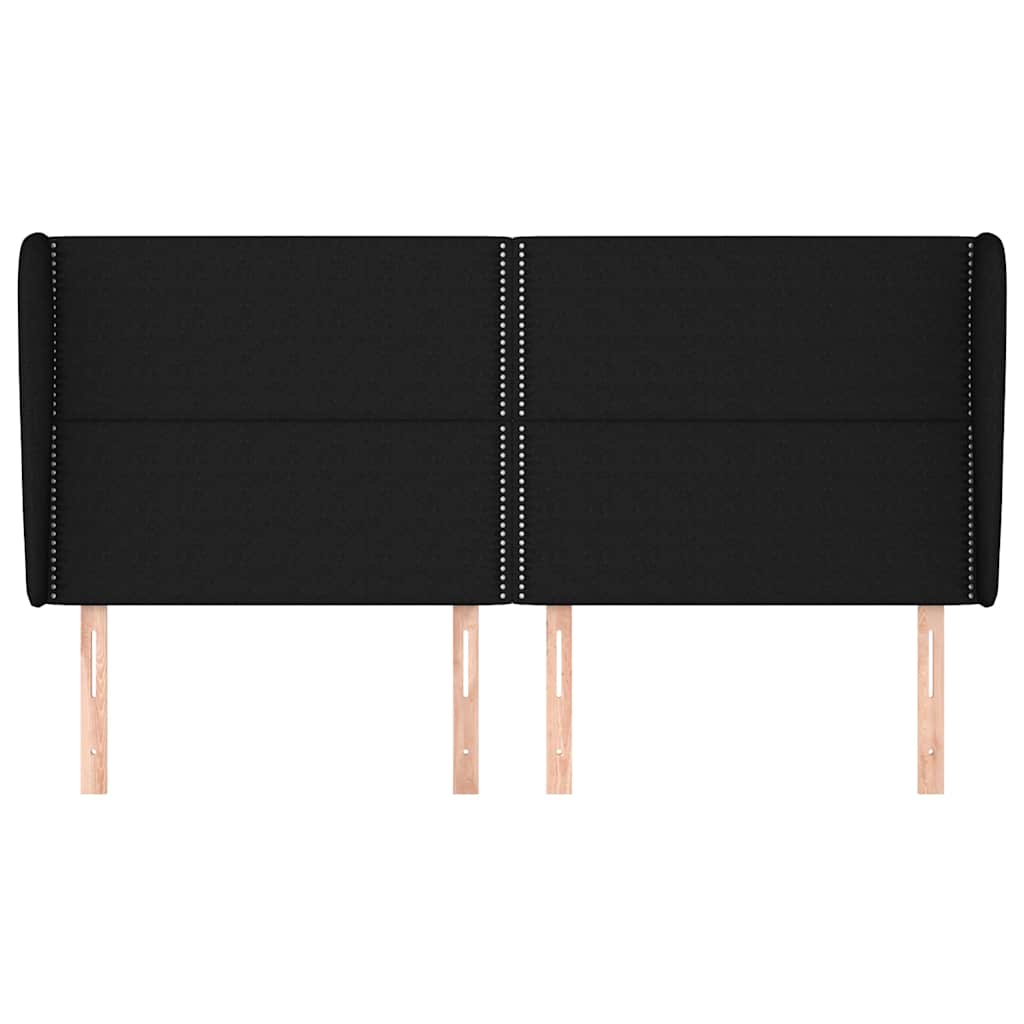 sengegavl med kanter 163x23x118/128 cm stof sort