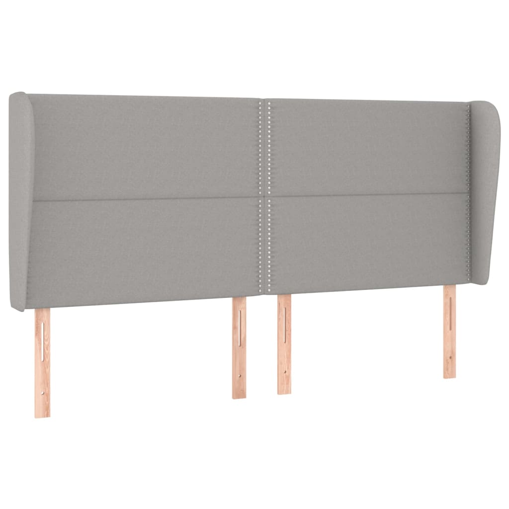 sengegavl med kanter 183x23x118/128 cm stof lysegrå