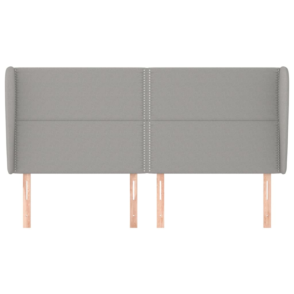 sengegavl med kanter 203x23x118/128 cm stof lysegrå