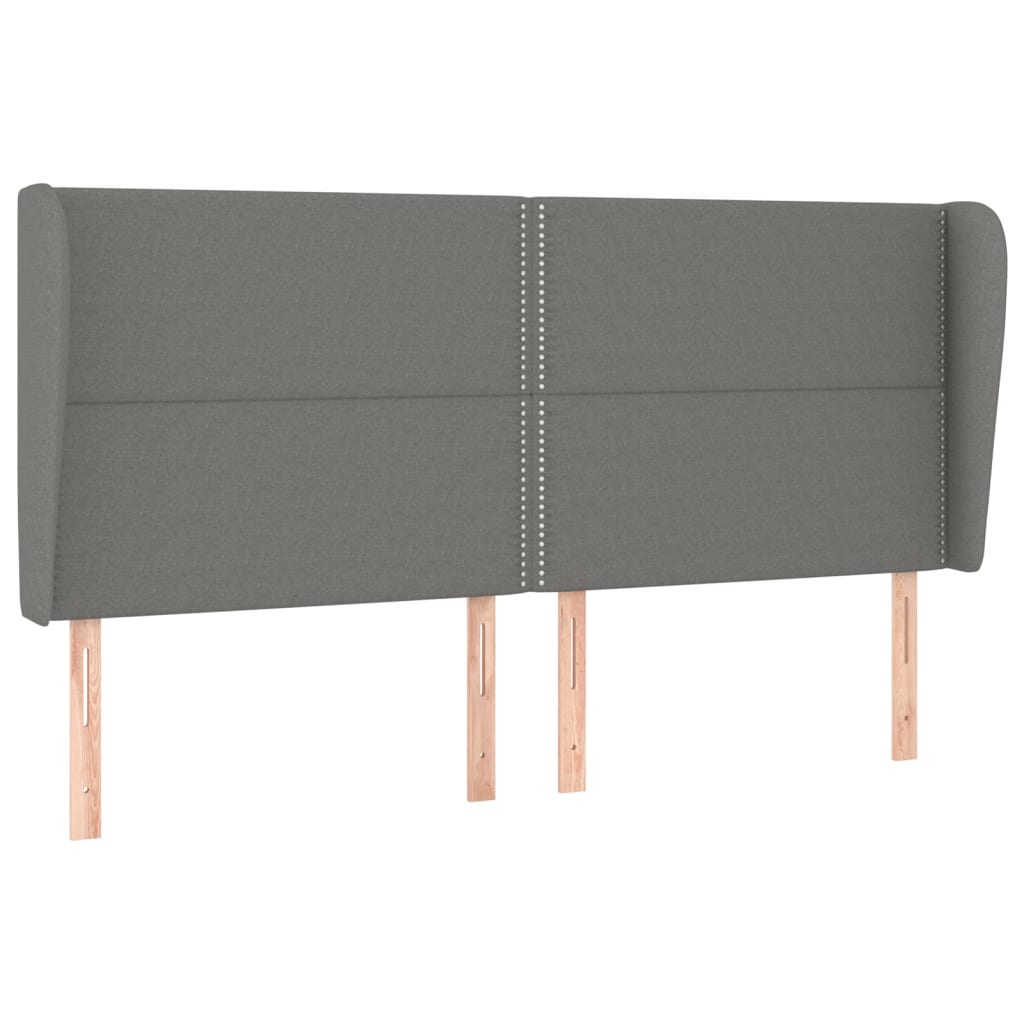 sengegavl med kanter 203x23x118/128 cm stof mørkegrå