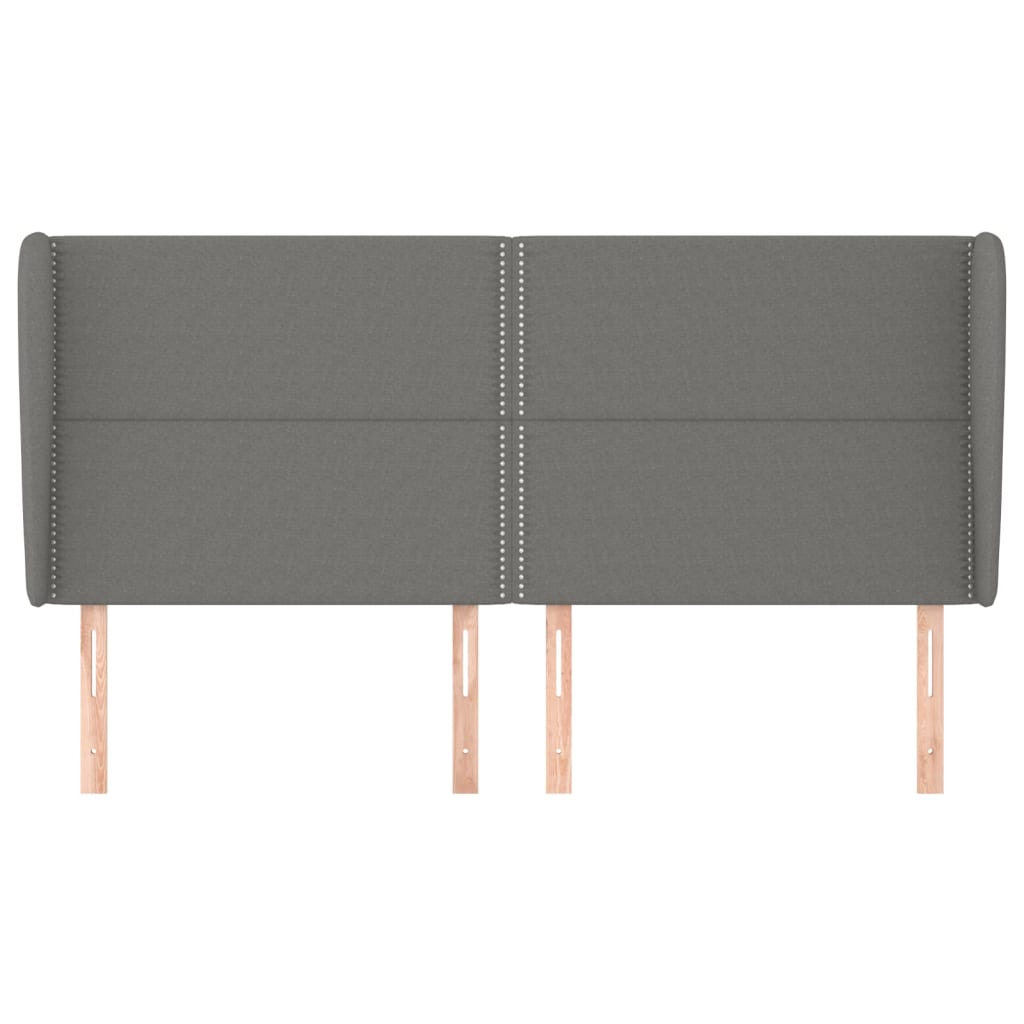 sengegavl med kanter 203x23x118/128 cm stof mørkegrå
