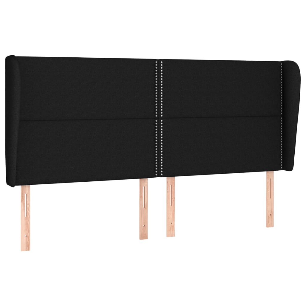 sengegavl med kanter 203x23x118/128 cm stof sort