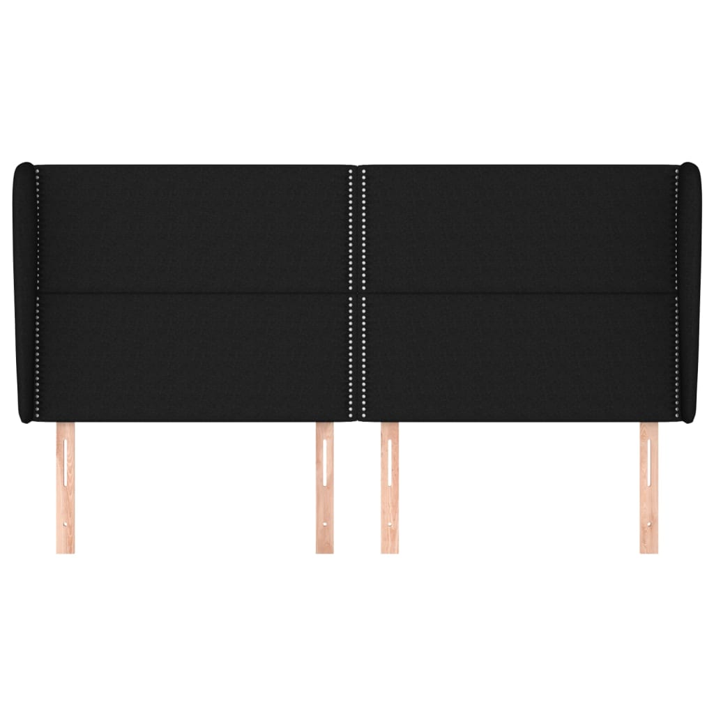 sengegavl med kanter 203x23x118/128 cm stof sort