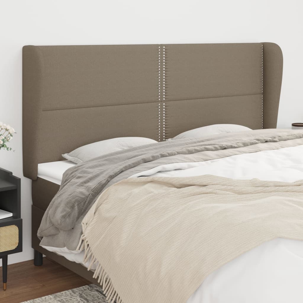 sengegavl med kanter 203x23x118/128 cm stof gråbrun