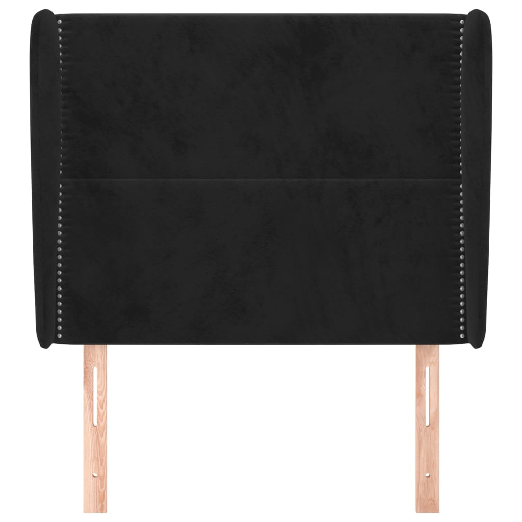 sengegavl med kanter 93x23x118/128 cm fløjl sort