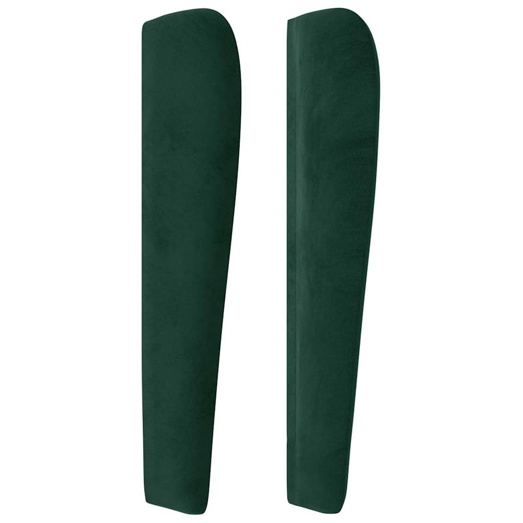 sengegavl med kanter 93x23x118/128 cm fløjl mørkegrøn