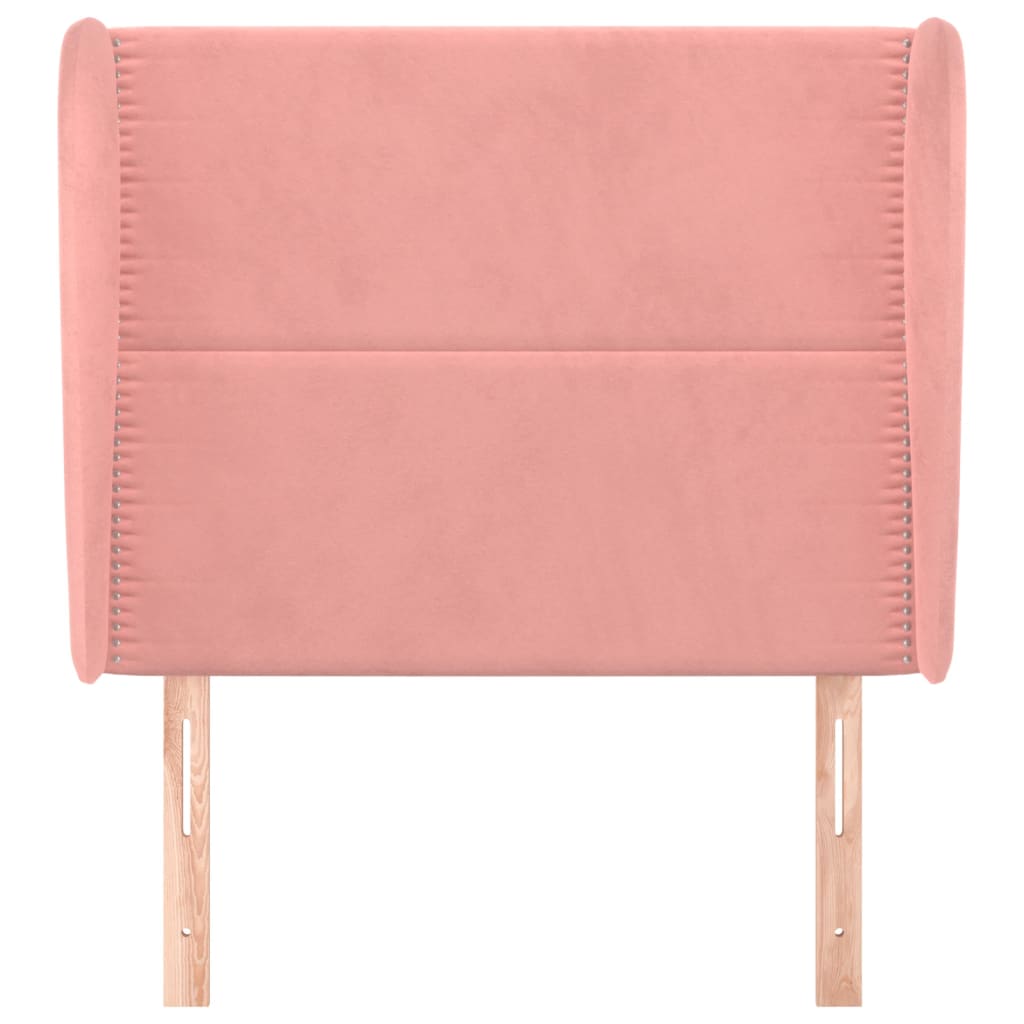 sengegavl med kanter 93x23x118/128 cm fløjl lyserød