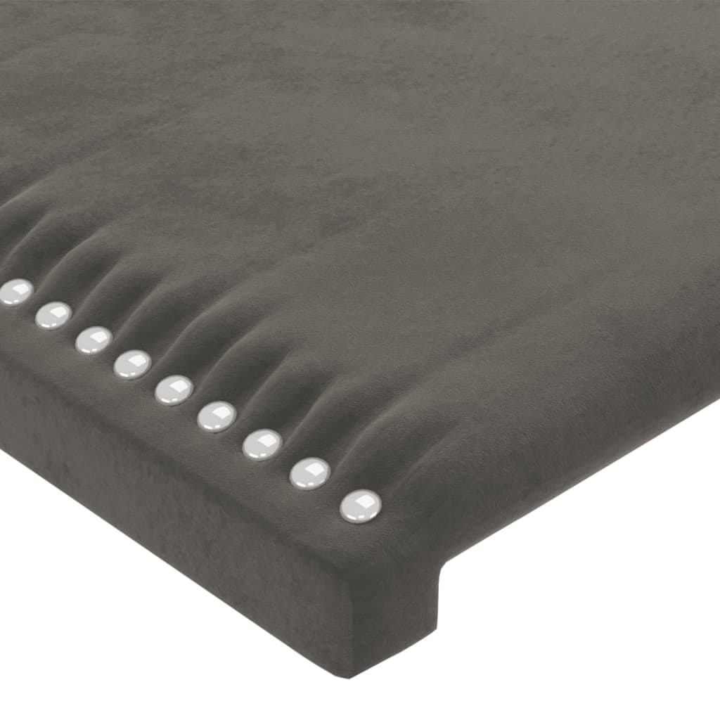 sengegavl med kanter 103x23x118/128 cm fløjl mørkegrå
