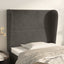 sengegavl med kanter 103x23x118/128 cm fløjl mørkegrå