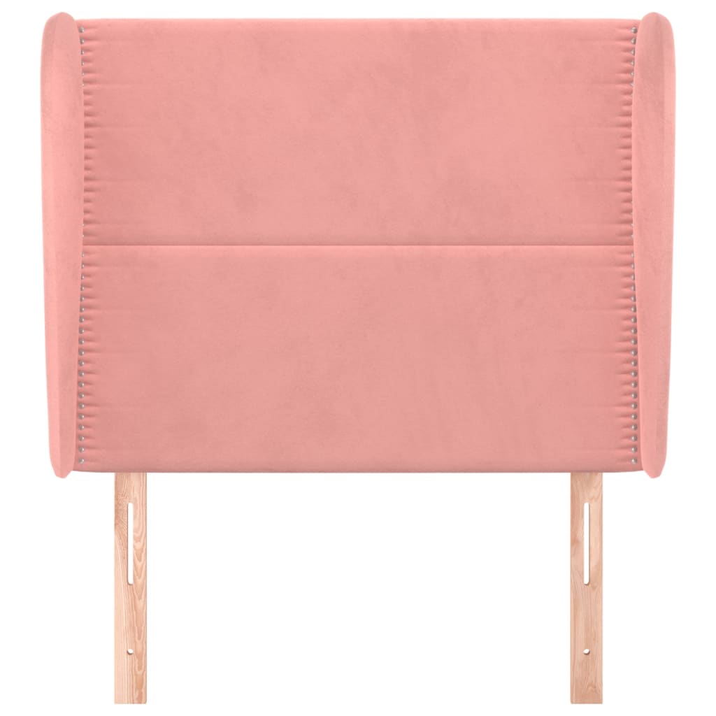 sengegavl med kanter 103x23x118/128 cm fløjl lyserød