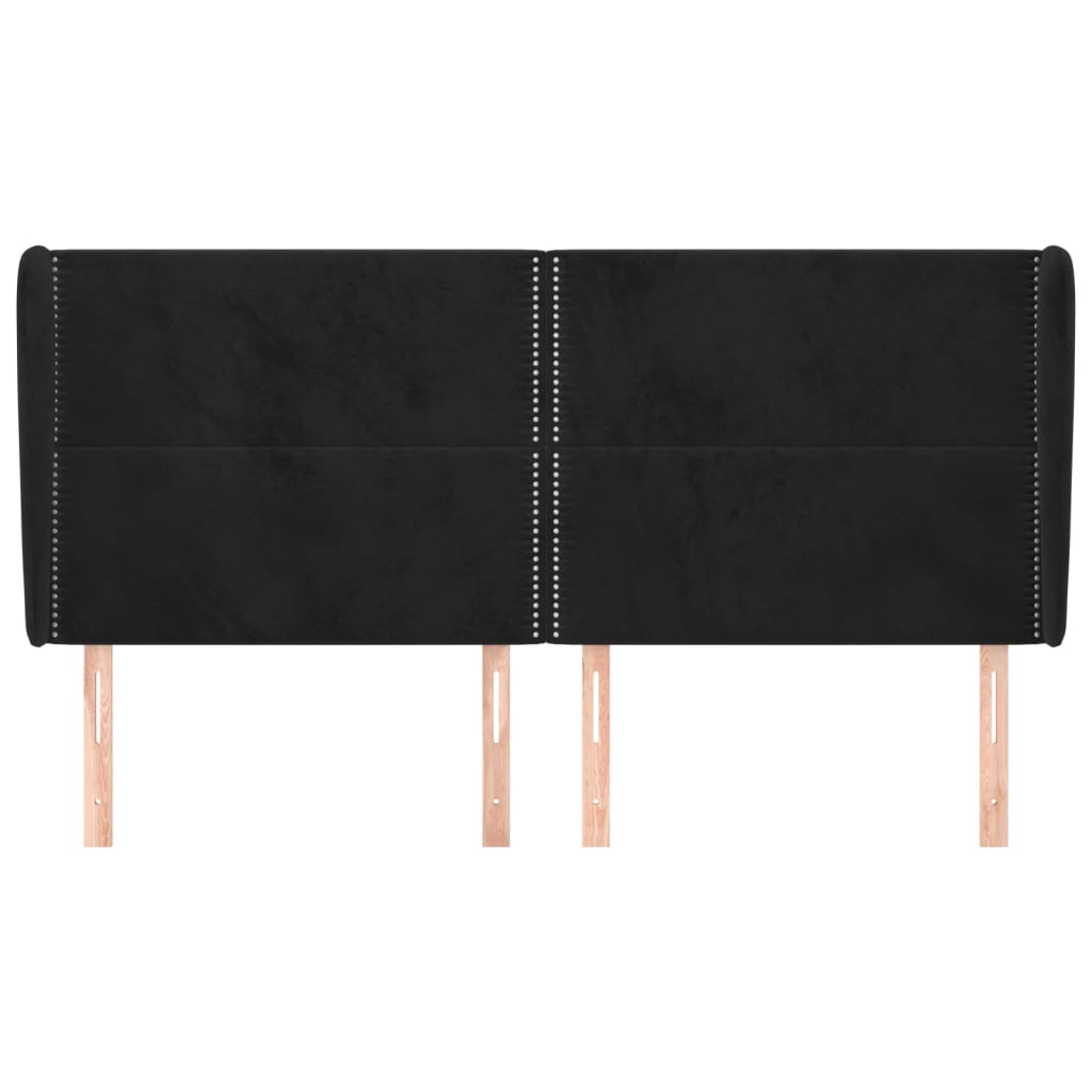 sengegavl med kanter 183x23x118/128 cm fløjl sort
