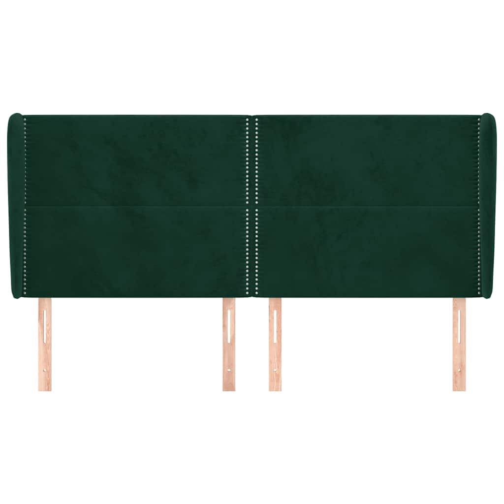 sengegavl med kanter 183x23x118/128 cm fløjl mørkegrøn