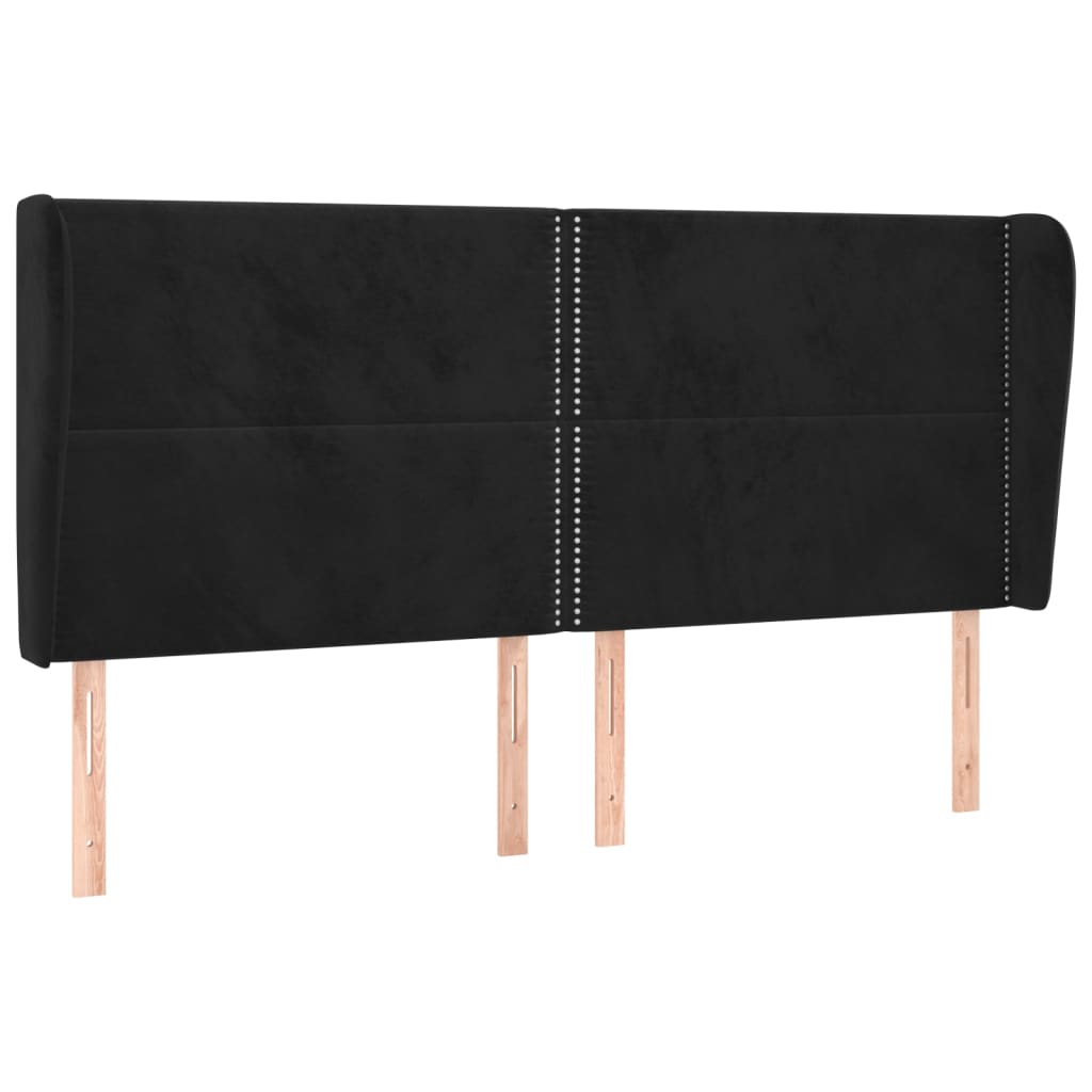 sengegavl med kanter 203x23x118/128 cm fløjl sort