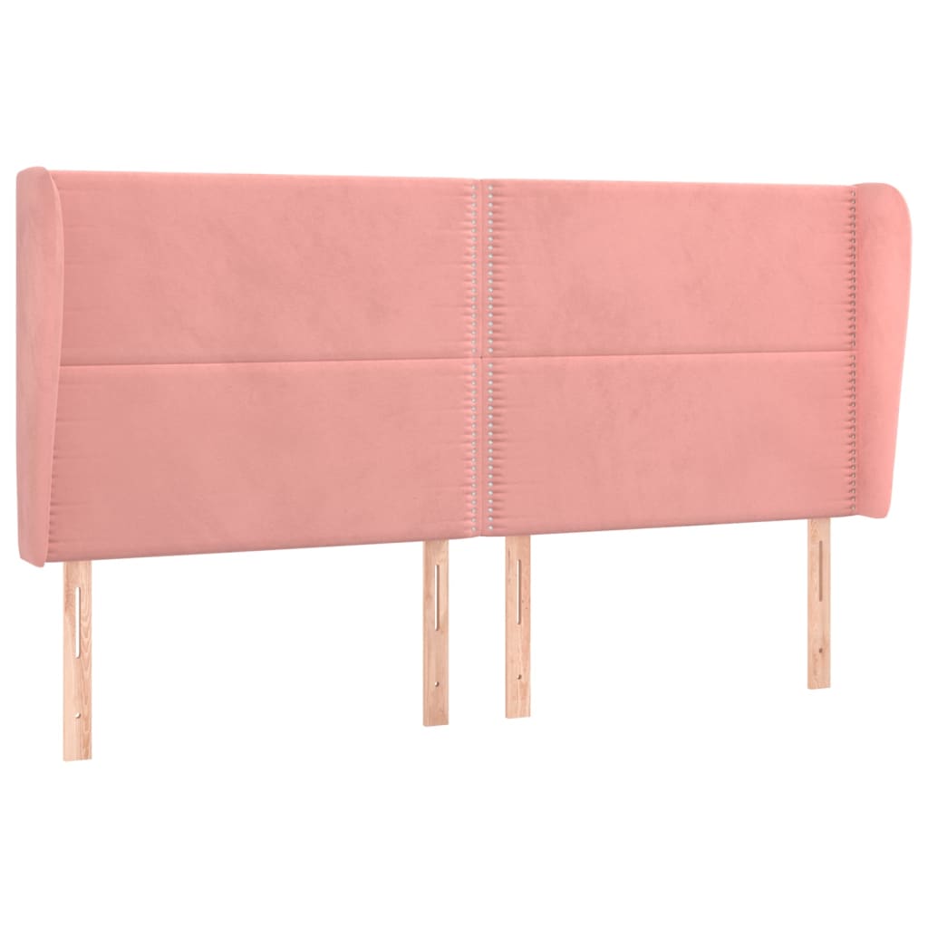 sengegavl med kanter 203x23x118/128 cm fløjl lyserød