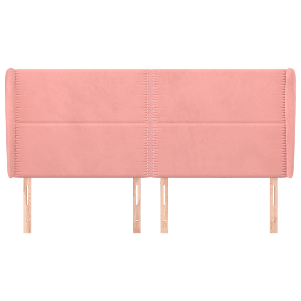 sengegavl med kanter 203x23x118/128 cm fløjl lyserød
