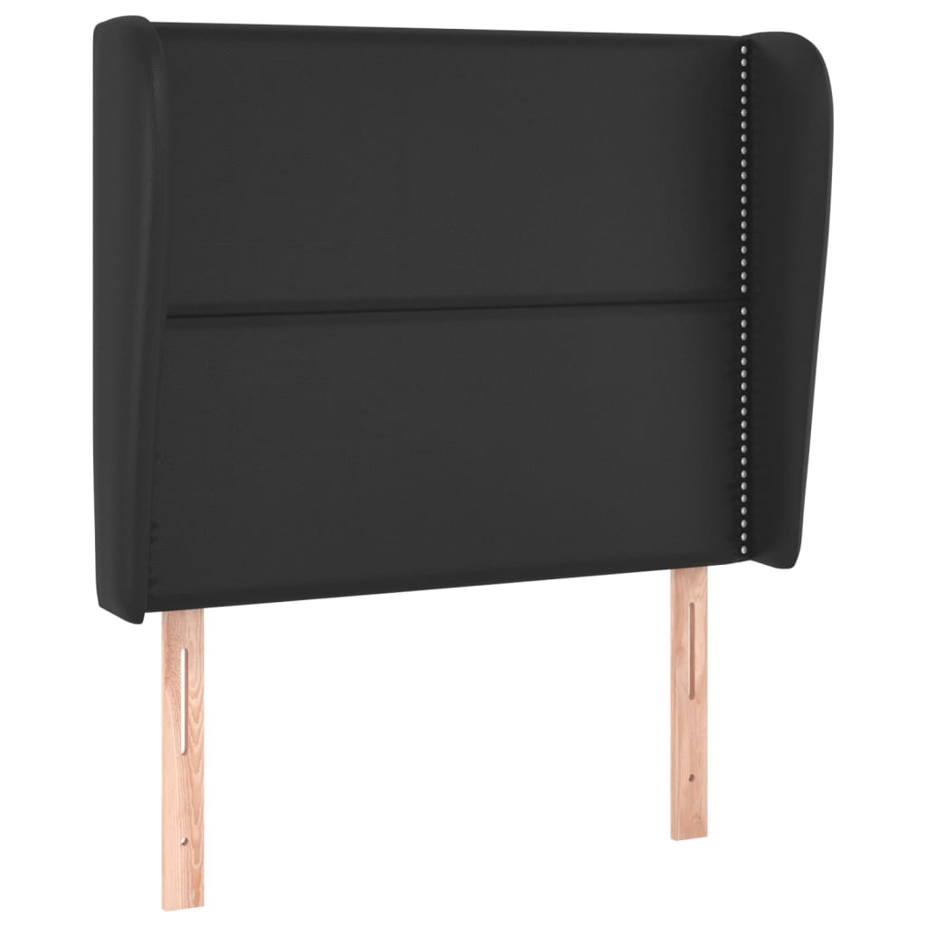 sengegavl med kanter 93x23x118/128 cm kunstlæder sort