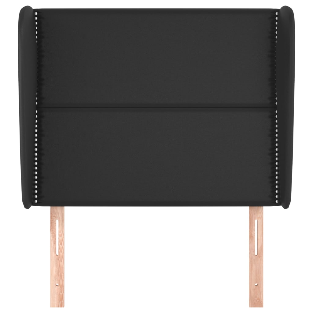 sengegavl med kanter 103x23x118/128 cm kunstlæder sort