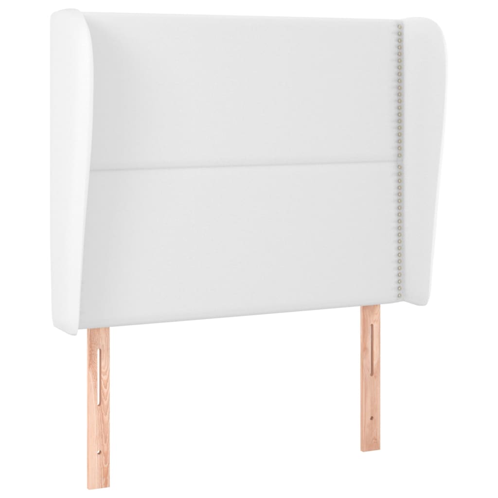 sengegavl med kanter 103x23x118/128 cm kunstlæder hvid