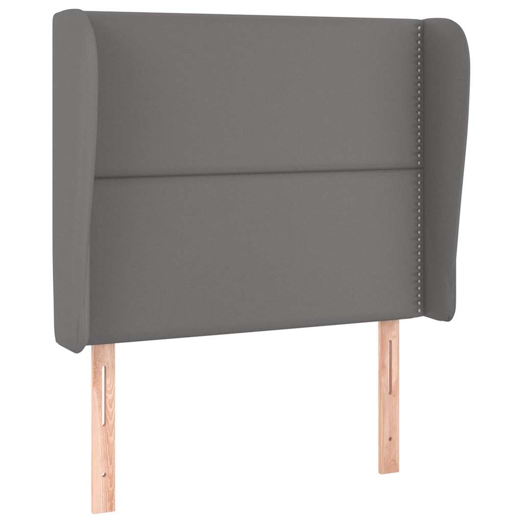 sengegavl med kanter 103x23x118/128 cm kunstlæder grå