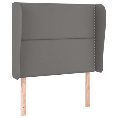 sengegavl med kanter 103x23x118/128 cm kunstlæder grå