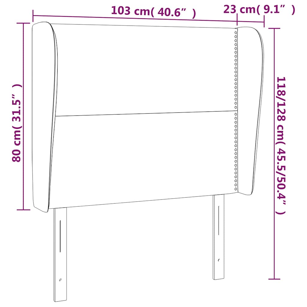 sengegavl med kanter 103x23x118/128 cm kunstlæder grå