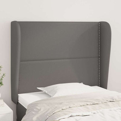 sengegavl med kanter 103x23x118/128 cm kunstlæder grå