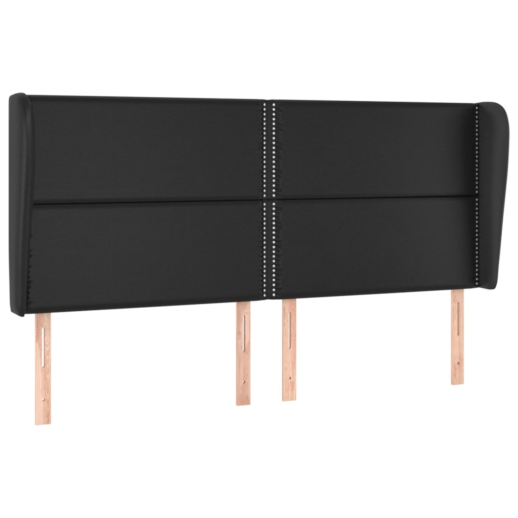 sengegavl med kanter 203x23x118/128 cm kunstlæder sort