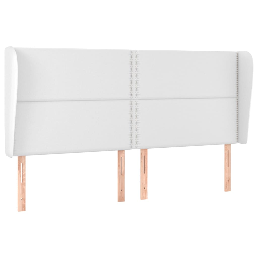 sengegavl med kanter 203x23x118/128 cm kunstlæder hvid