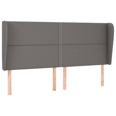 sengegavl med kanter 203x23x118/128 cm kunstlæder grå