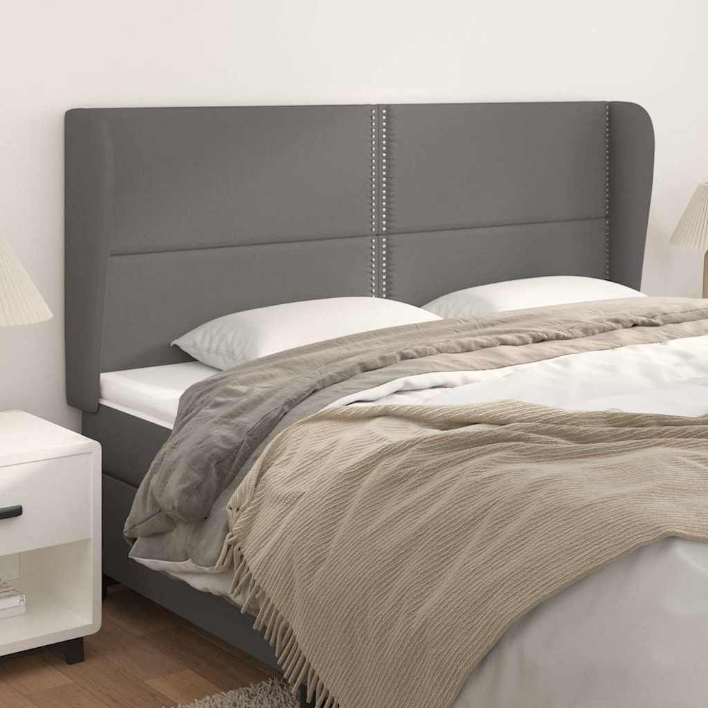 sengegavl med kanter 203x23x118/128 cm kunstlæder grå