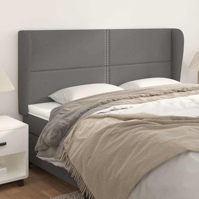 sengegavl med kanter 203x23x118/128 cm kunstlæder grå