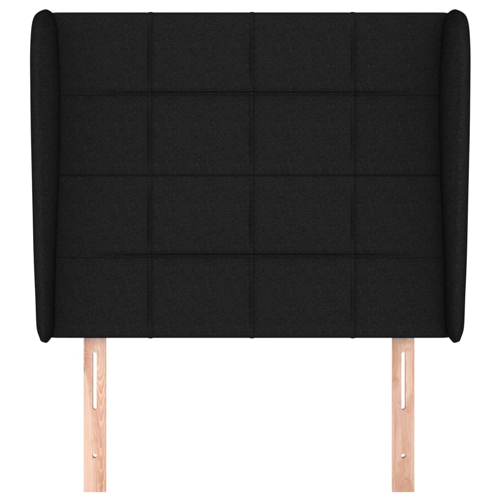 sengegavl med kanter 83x23x118/128 cm stof sort