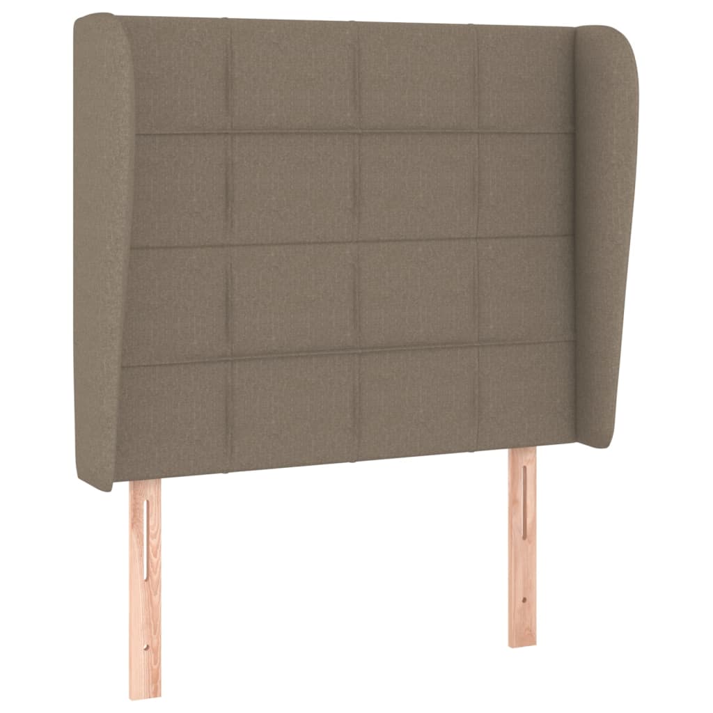 sengegavl med kanter 83x23x118/128 cm stof gråbrun
