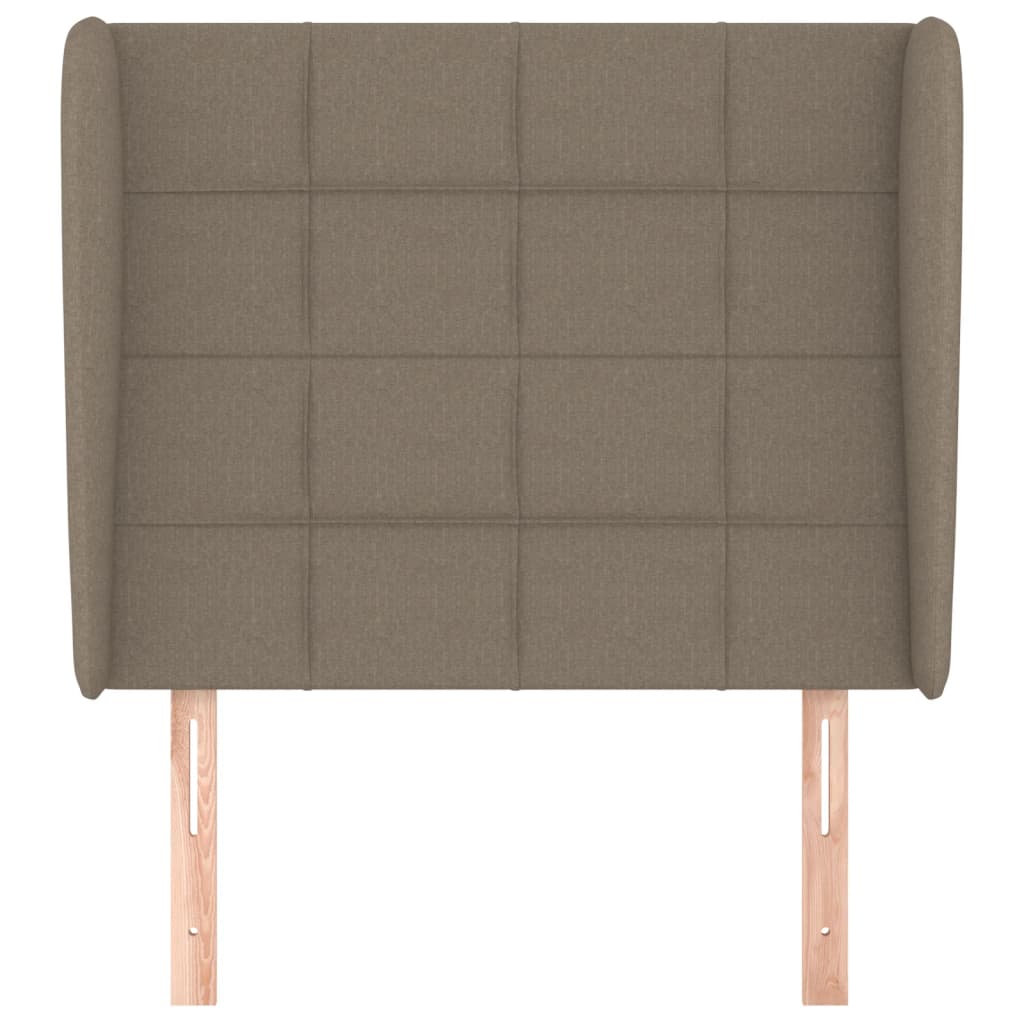 sengegavl med kanter 83x23x118/128 cm stof gråbrun