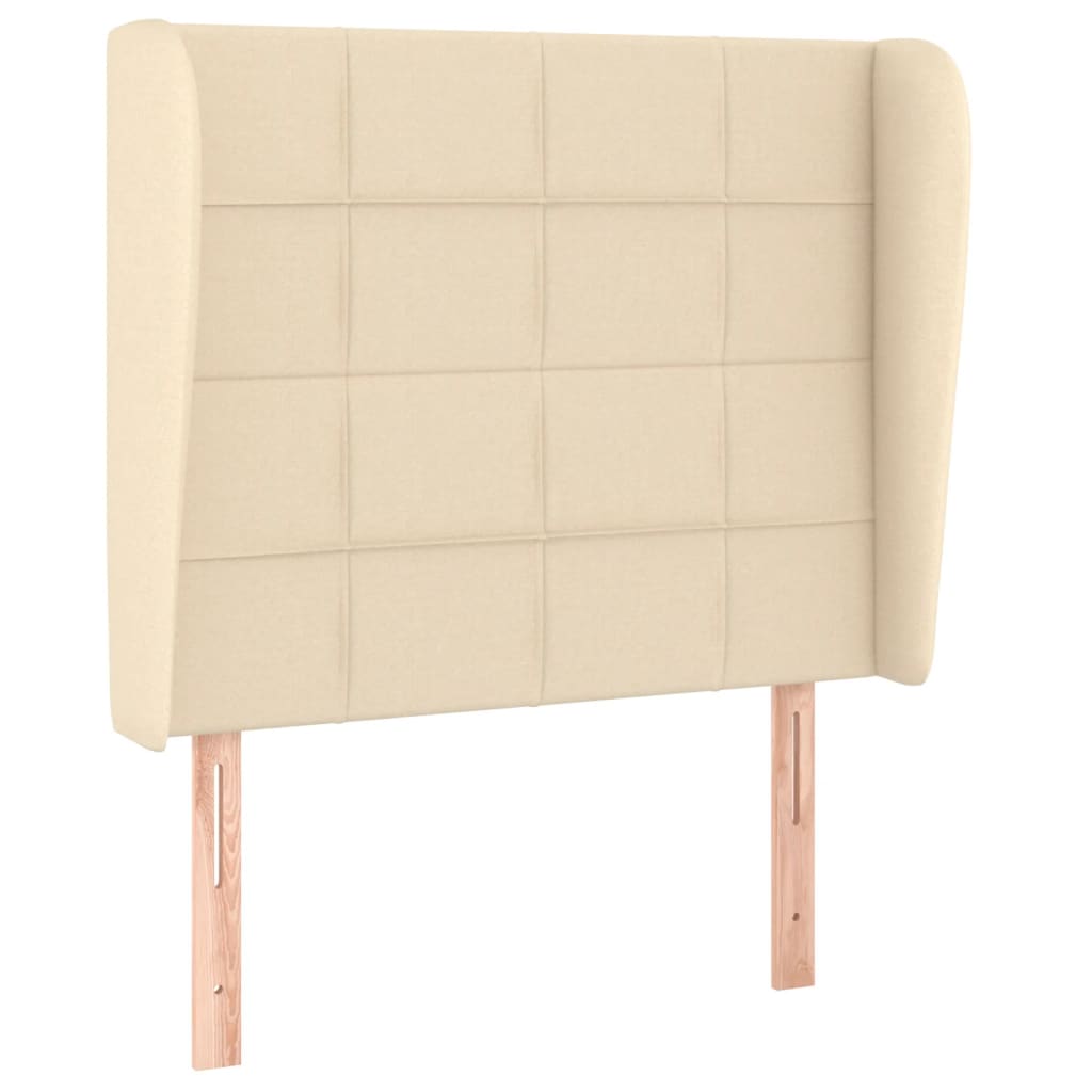 sengegavl med kanter 83x23x118/128 cm stof cremefarvet
