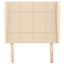 sengegavl med kanter 83x23x118/128 cm stof cremefarvet