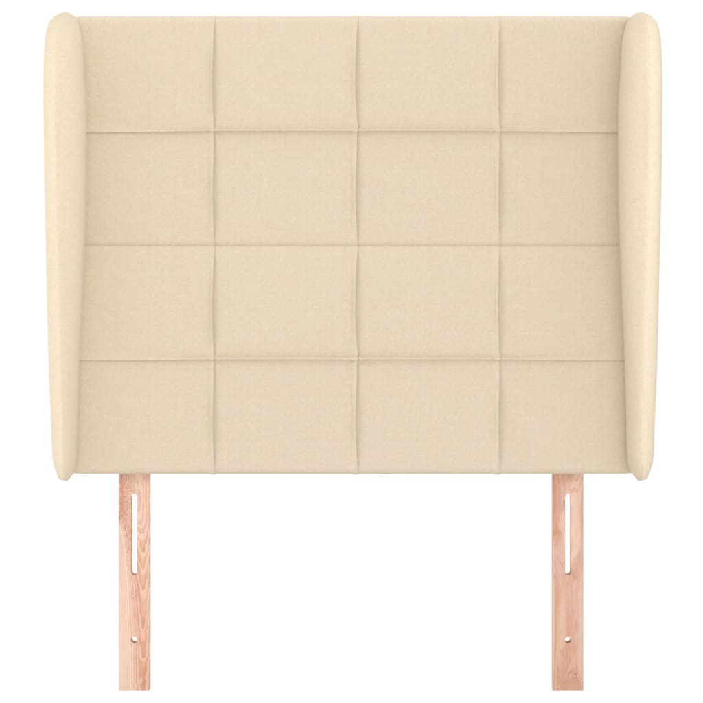 sengegavl med kanter 83x23x118/128 cm stof cremefarvet