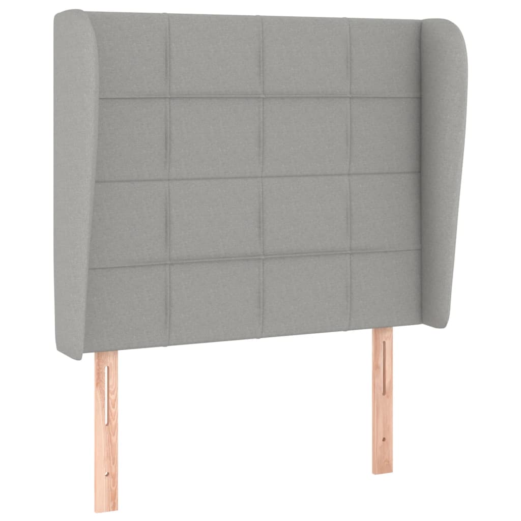 sengegavl med kanter 93x23x118/128 cm stof lysegrå