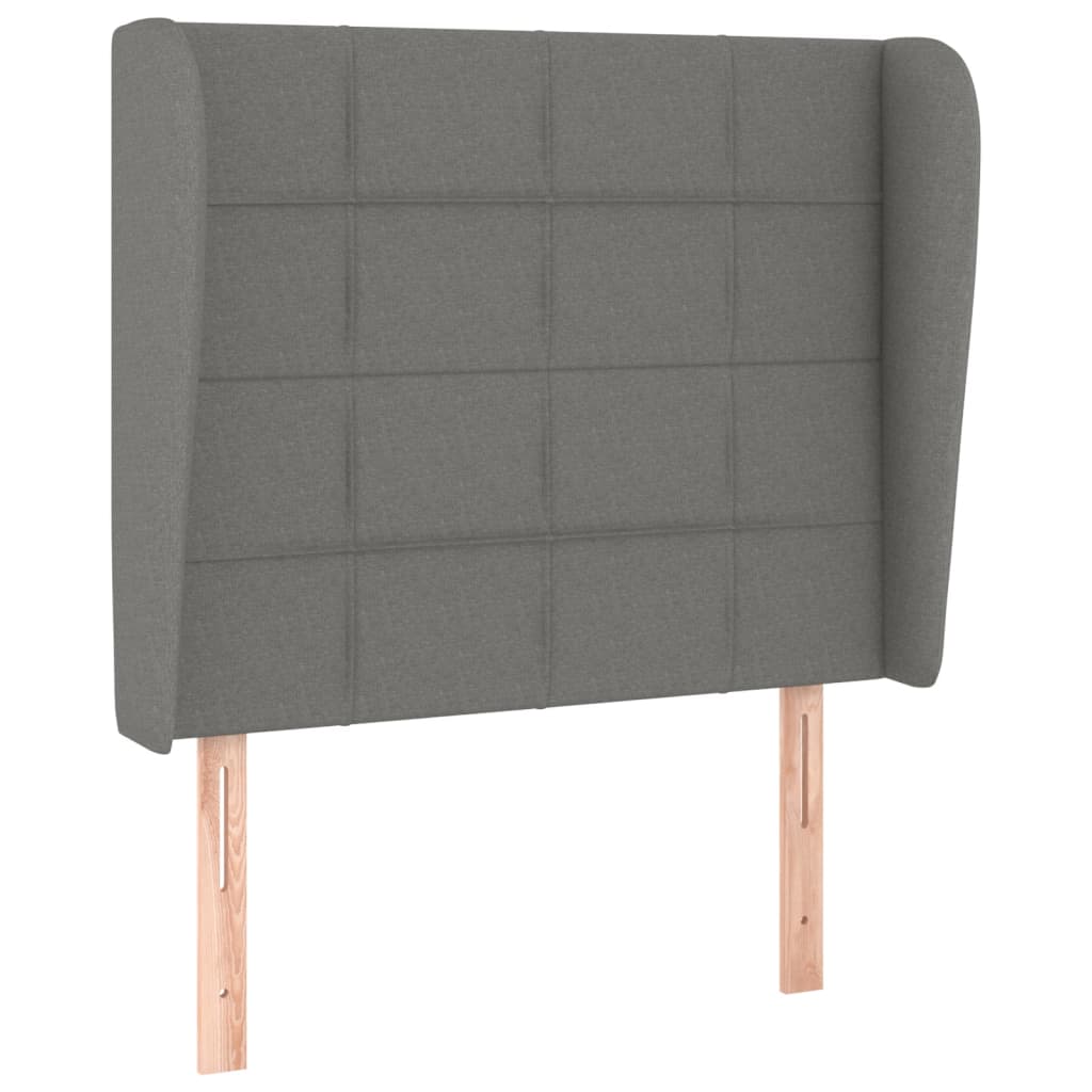 sengegavl med kanter 93x23x118/128 cm stof mørkegrå
