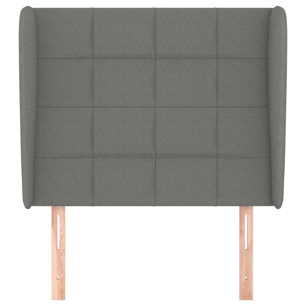 sengegavl med kanter 93x23x118/128 cm stof mørkegrå