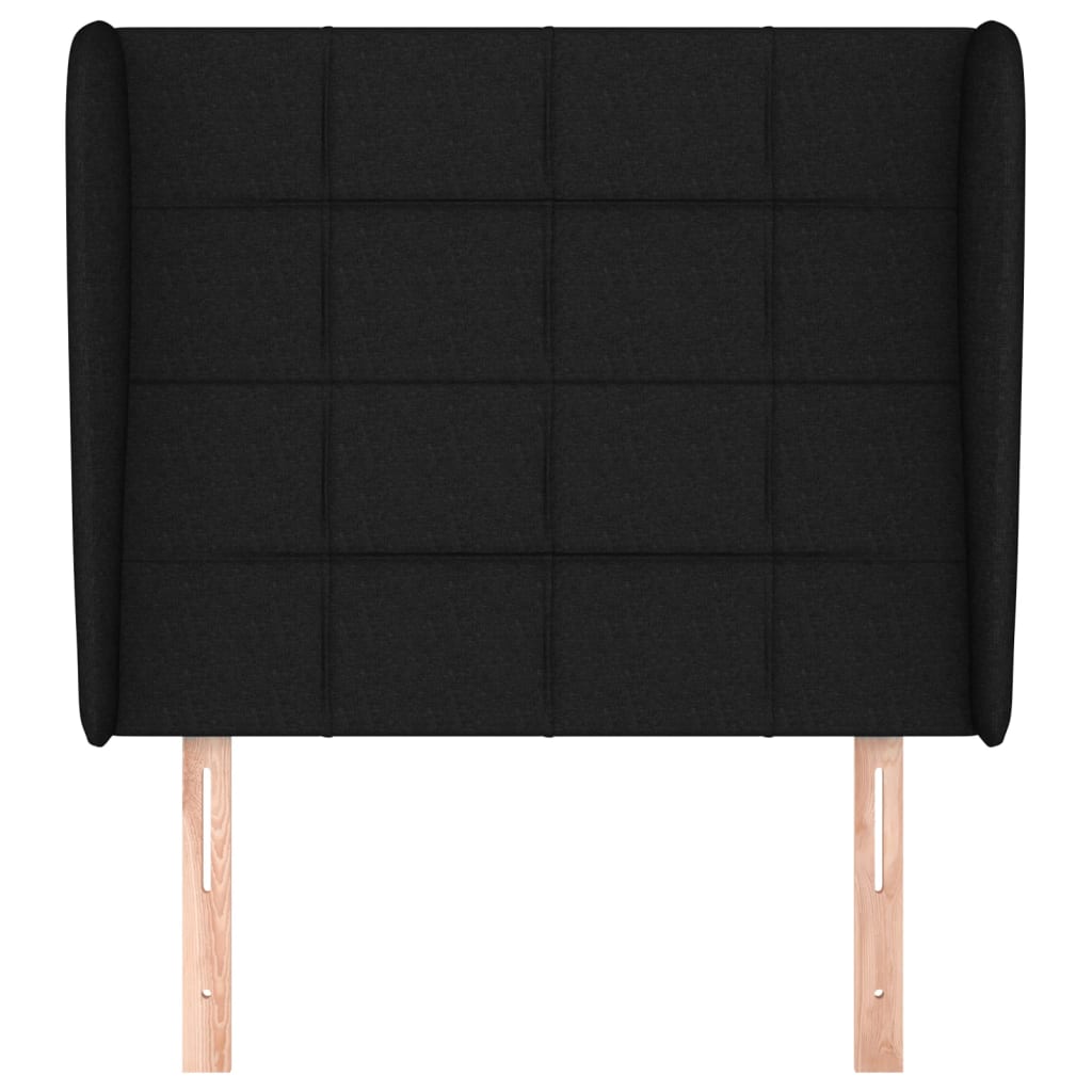 sengegavl med kanter 93x23x118/128 cm stof sort