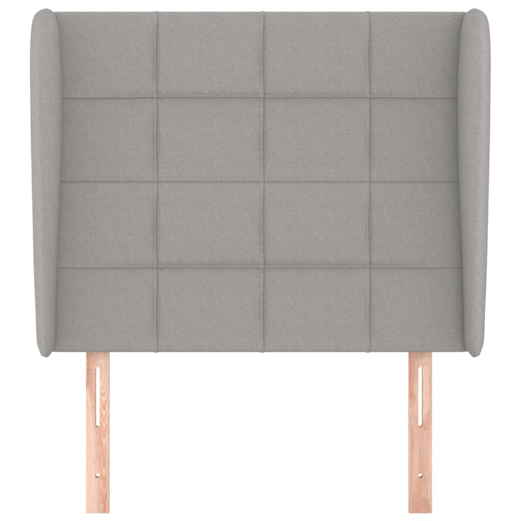 sengegavl med kanter 103x23x118/128 cm stof lysegrå