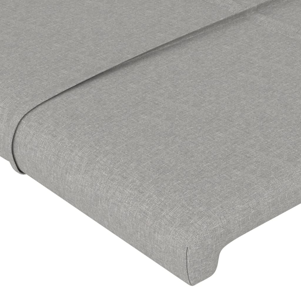 sengegavl med kanter 103x23x118/128 cm stof lysegrå