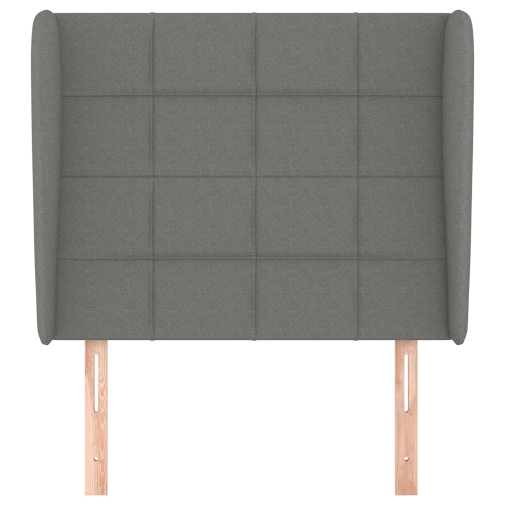 sengegavl med kanter 103x23x118/128 cm stof mørkegrå
