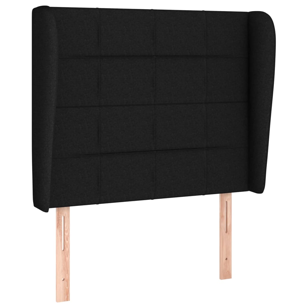 sengegavl med kanter 103x23x118/128 cm stof sort