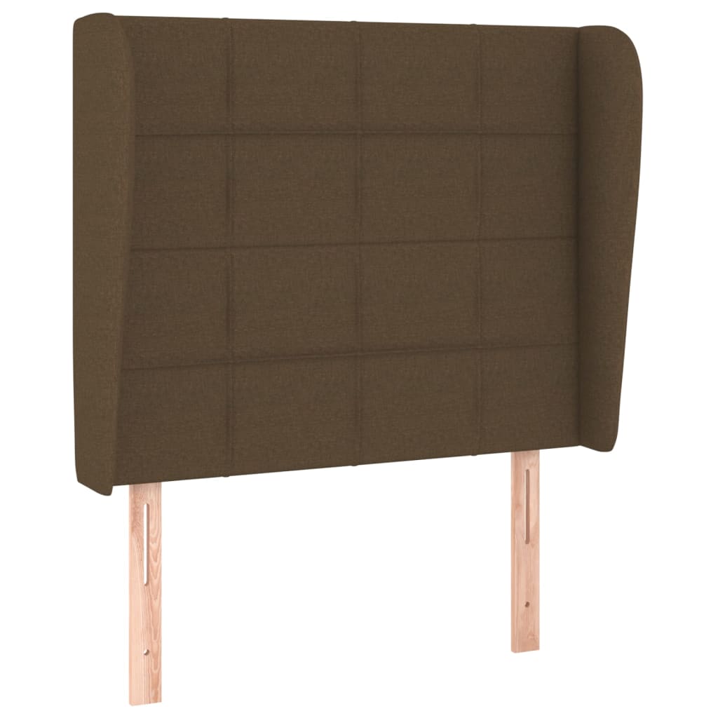 sengegavl med kanter 103x23x118/128 cm stof mørkebrun