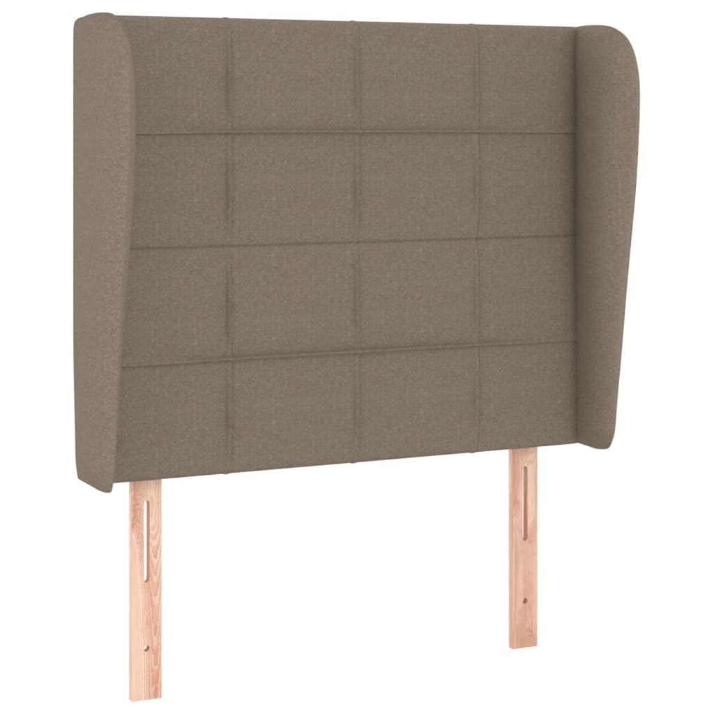 sengegavl med kanter 103x23x118/128 cm stof gråbrun