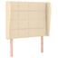 sengegavl med kanter 103x23x118/128 cm stof cremefarvet